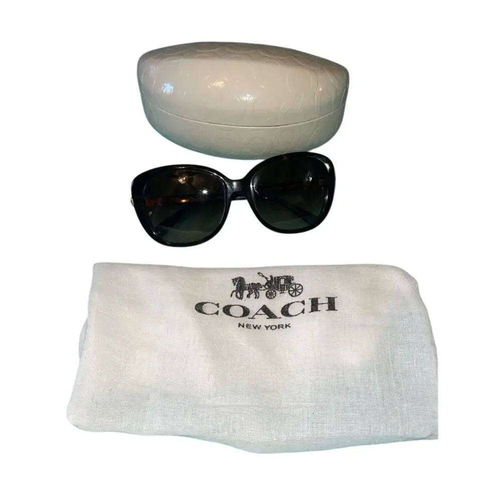 Coach Dark Tortoise Sunglasses HC8164 L953 Bundle w Case & Dust Bag GUC